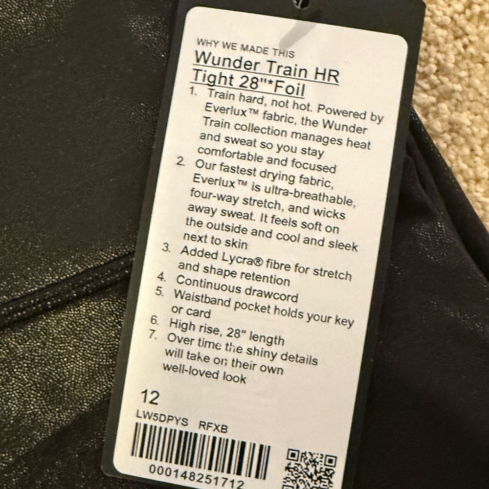 NWT Lululemon WunderTrain HR Tight - 28” Foil - Picture 3 of 4